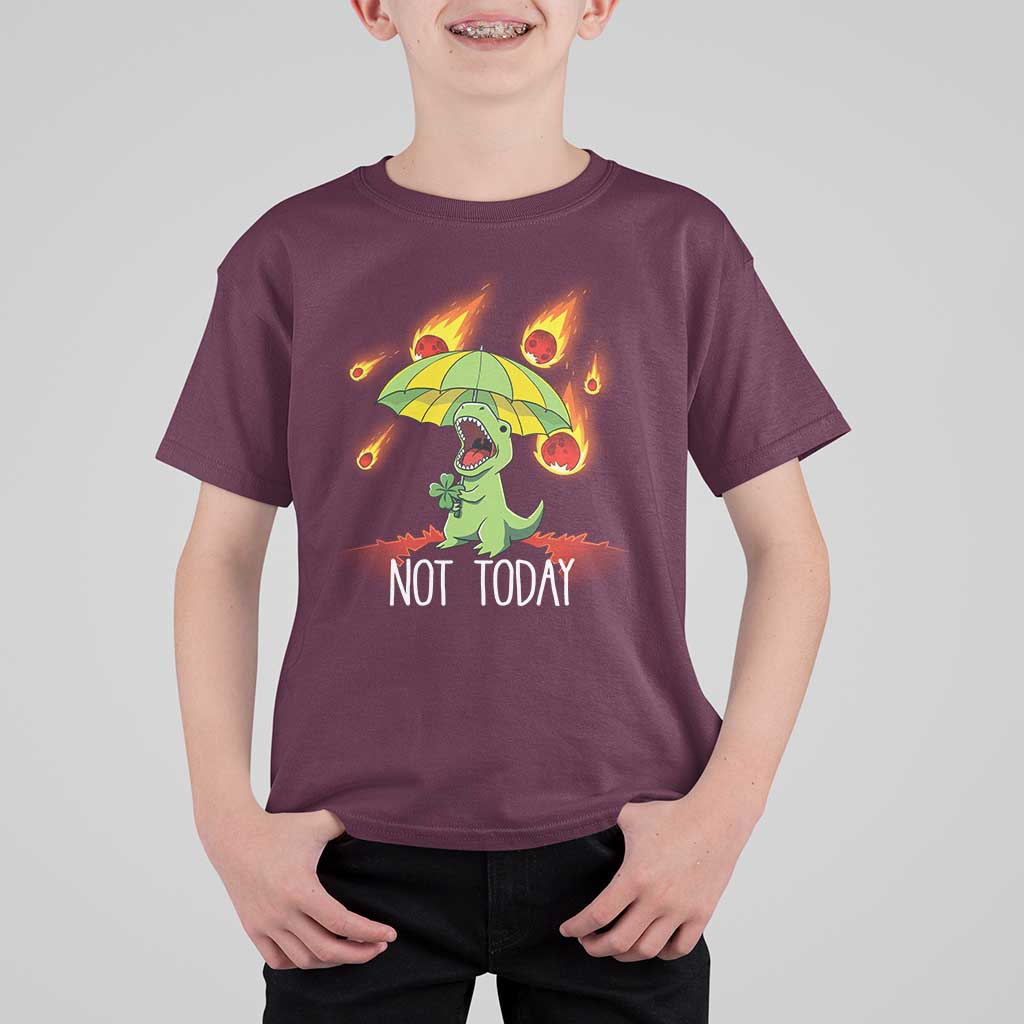 Dinosaur Meteor Shower Astronomy Humor T Shirt For Kid Not Today
