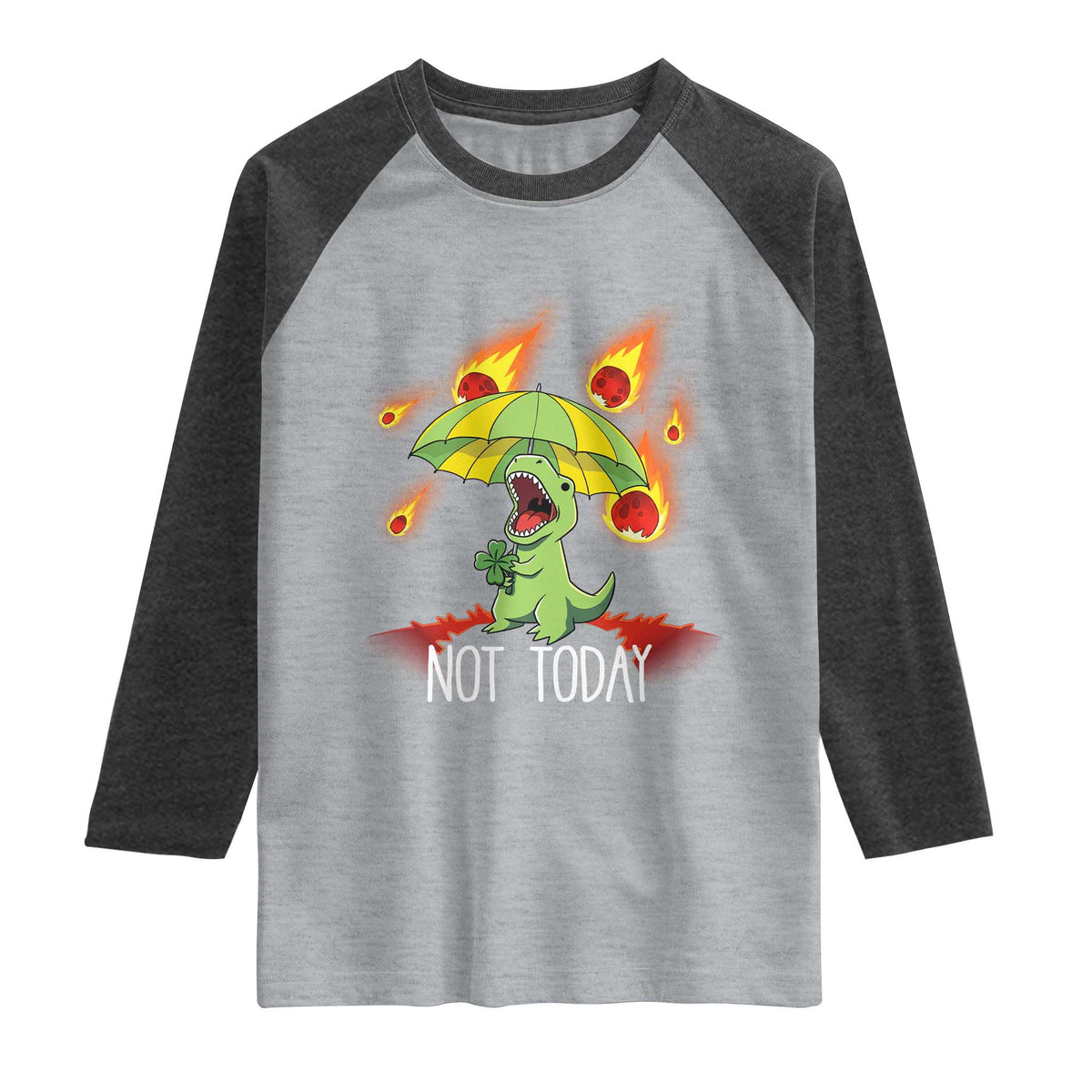Dinosaur Meteor Shower Astronomy Humor Raglan Shirt Not Today