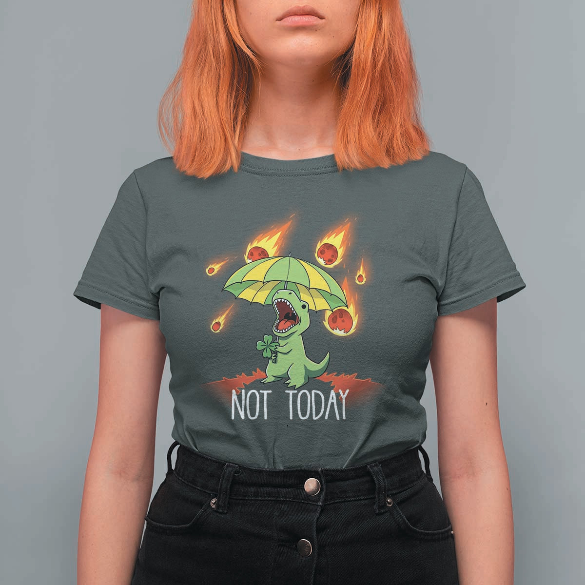 Dinosaur Meteor Shower Astronomy Humor T Shirt For Women Not Today