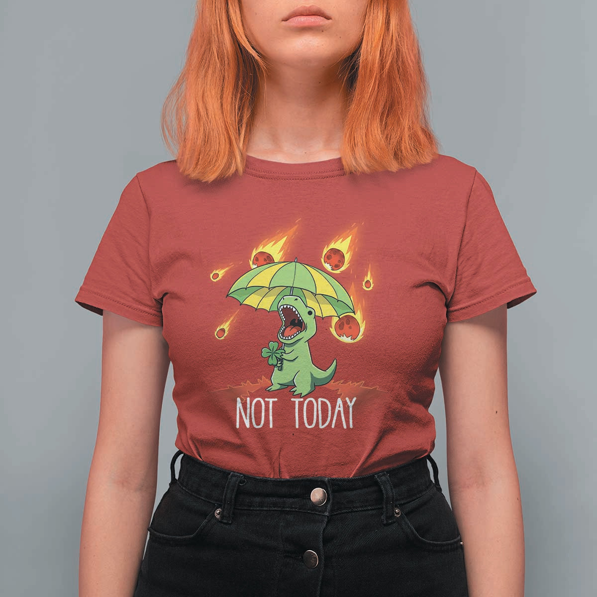 Dinosaur Meteor Shower Astronomy Humor T Shirt For Women Not Today