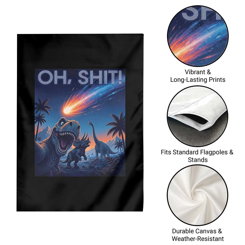 Funny Dinosaur Meteorite Garden Flag Astronomy Lover Gift