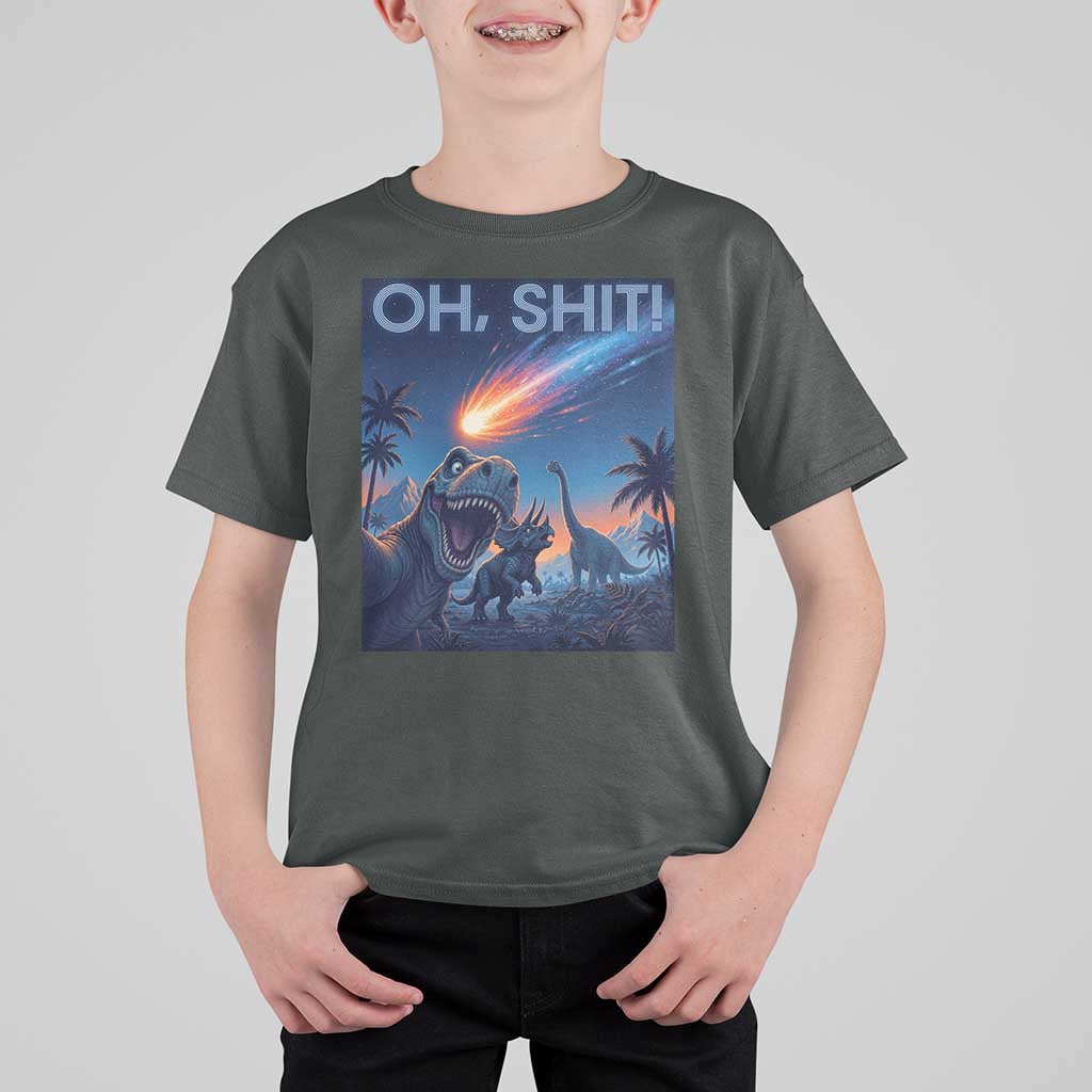 Funny Dinosaur Meteorite T Shirt For Kid Astronomy Lover Gift