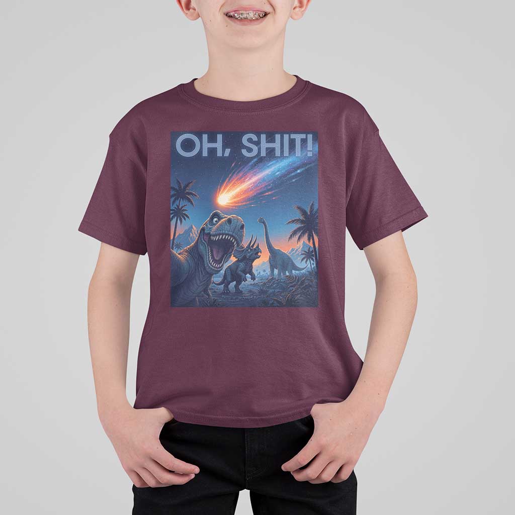 Funny Dinosaur Meteorite T Shirt For Kid Astronomy Lover Gift