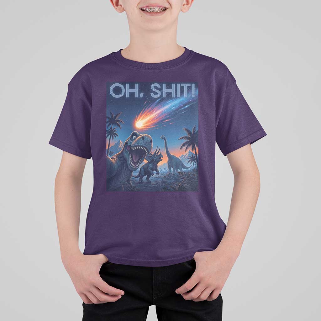 Funny Dinosaur Meteorite T Shirt For Kid Astronomy Lover Gift