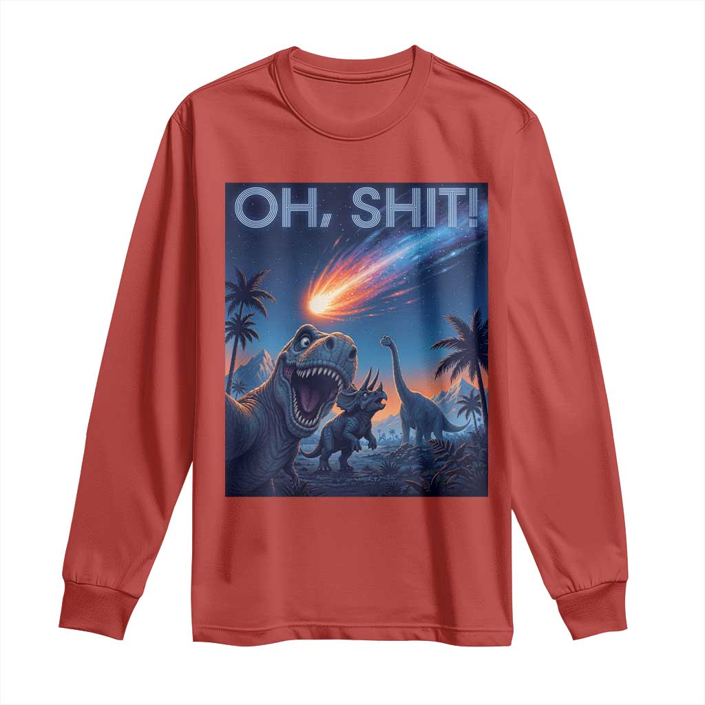 Funny Dinosaur Meteorite Long Sleeve Shirt Astronomy Lover Gift