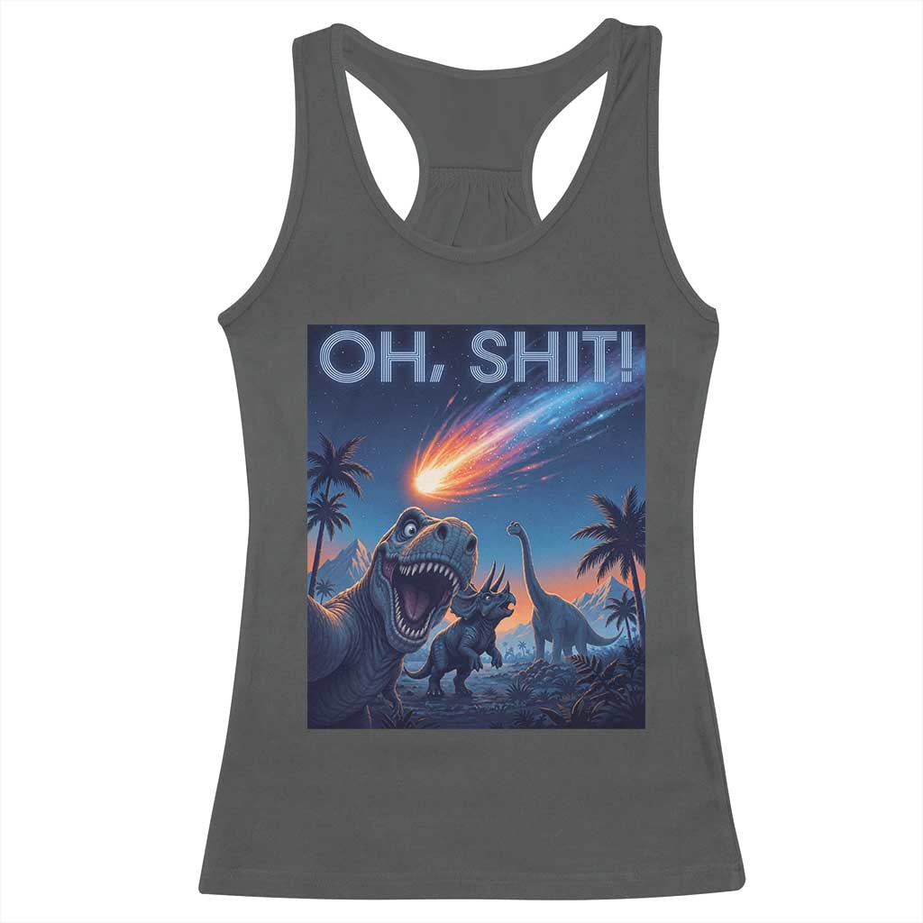 Funny Dinosaur Meteorite Racerback Tank Top Astronomy Lover Gift