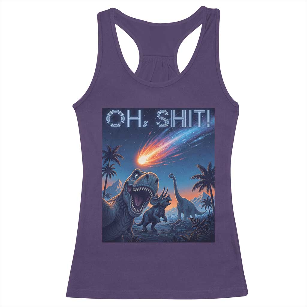 Funny Dinosaur Meteorite Racerback Tank Top Astronomy Lover Gift