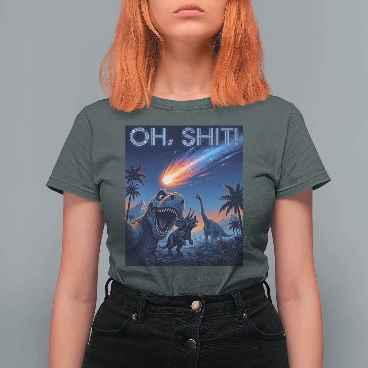 Funny Dinosaur Meteorite T Shirt For Women Astronomy Lover Gift