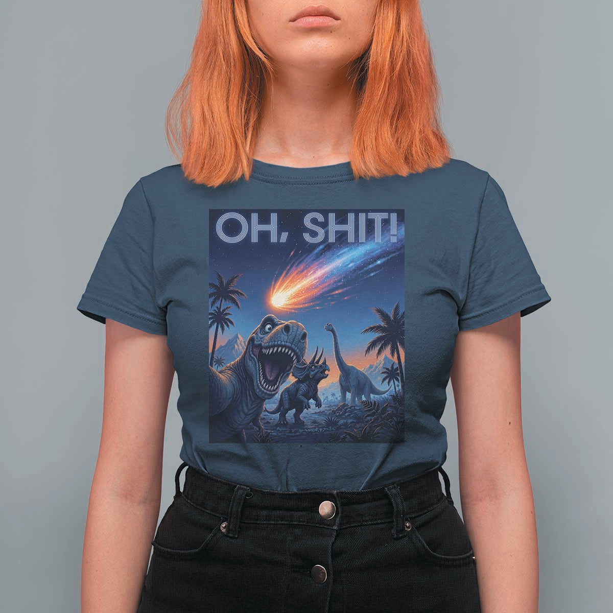 Funny Dinosaur Meteorite T Shirt For Women Astronomy Lover Gift