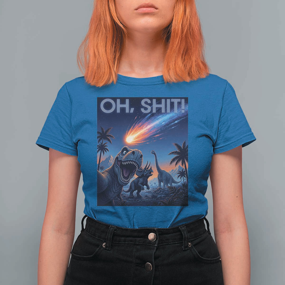 Funny Dinosaur Meteorite T Shirt For Women Astronomy Lover Gift