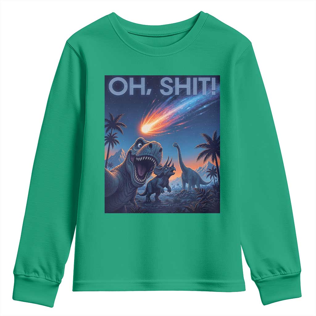 Funny Dinosaur Meteorite Youth Sweatshirt Astronomy Lover Gift
