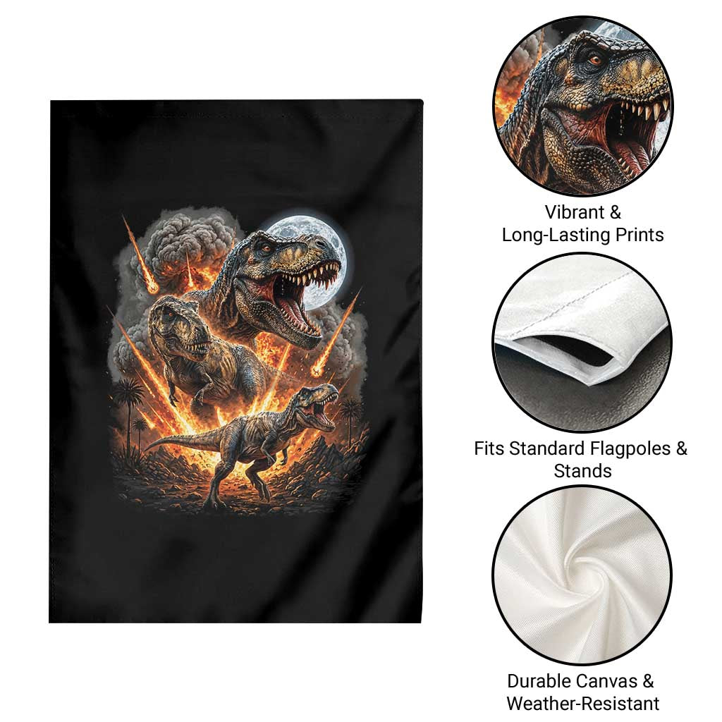 Funny Dinosaur Meteorite Strike Garden Flag Epic Paleontology Gift