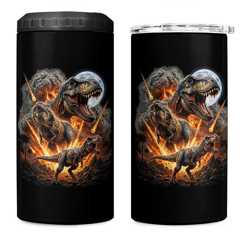 Funny Dinosaur Meteorite Strike 4 in 1 Can Cooler Tumbler Epic Paleontology Gift
