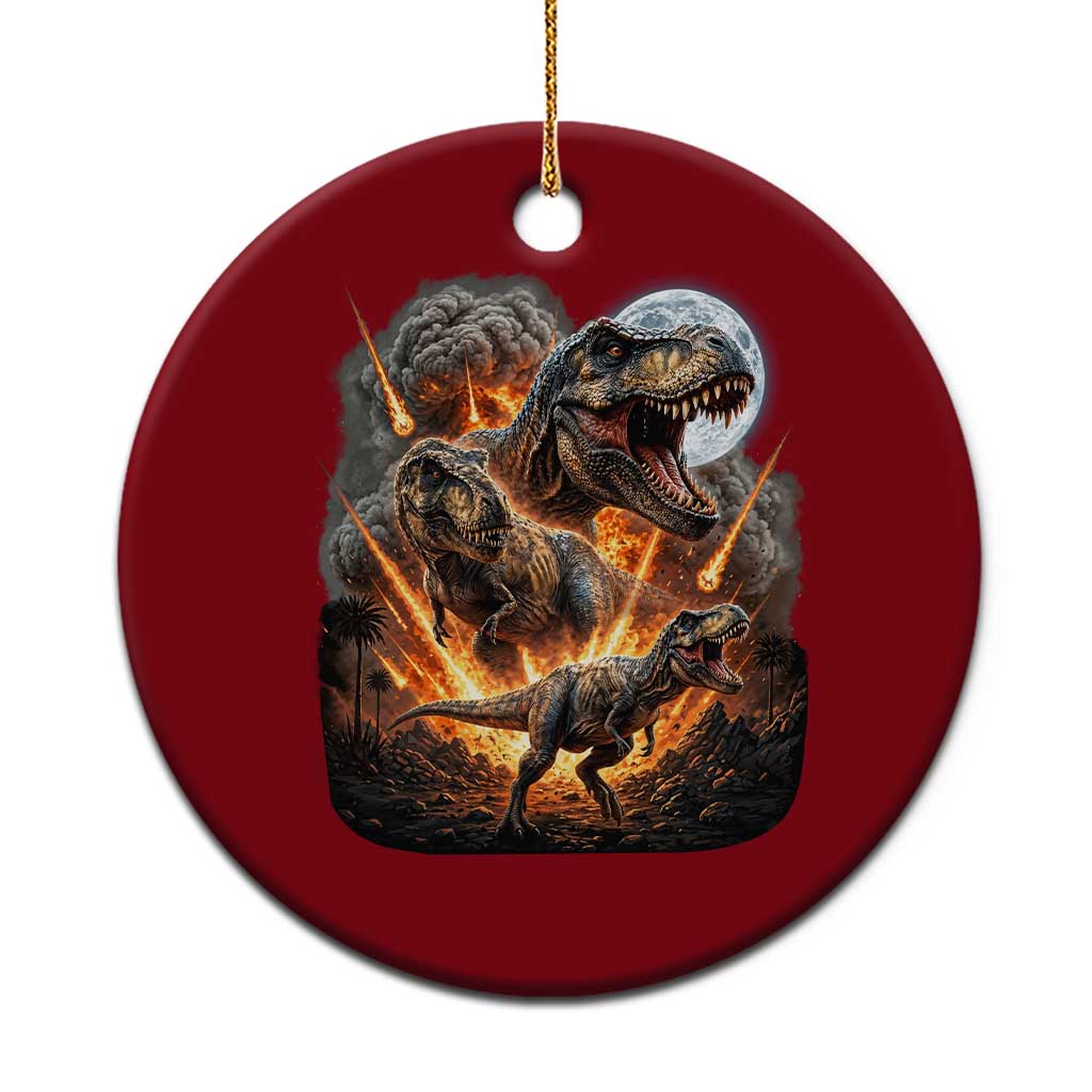 Funny Dinosaur Meteorite Strike Ceramic Ornament Epic Paleontology Gift
