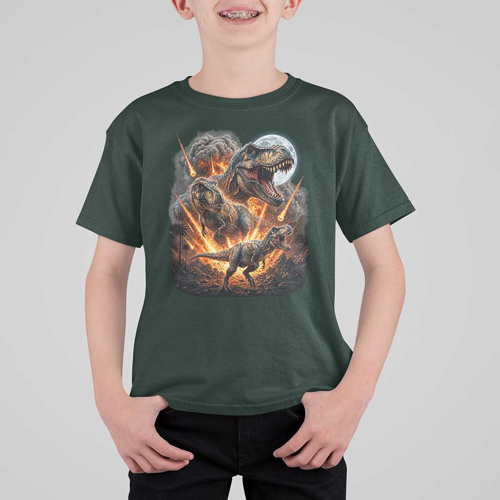 Funny Dinosaur Meteorite Strike T Shirt For Kid Epic Paleontology Gift