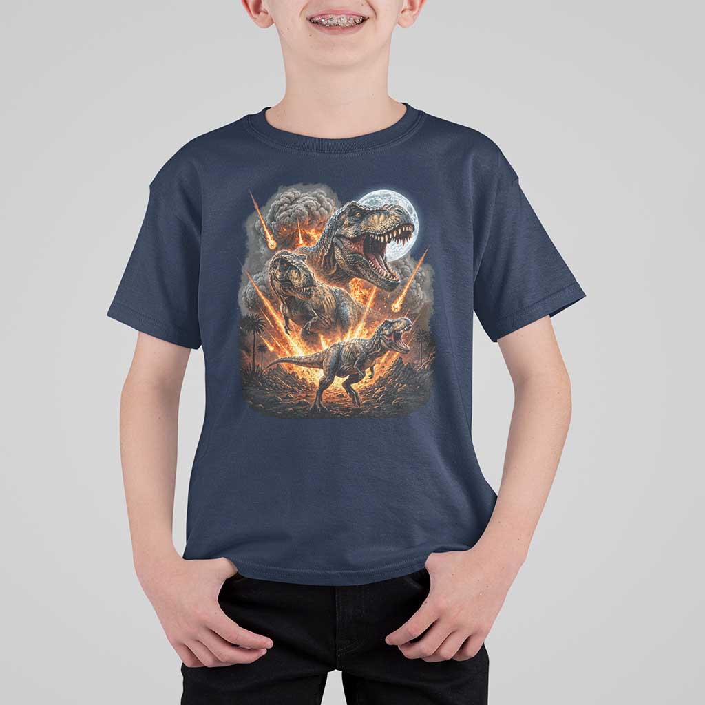 Funny Dinosaur Meteorite Strike T Shirt For Kid Epic Paleontology Gift