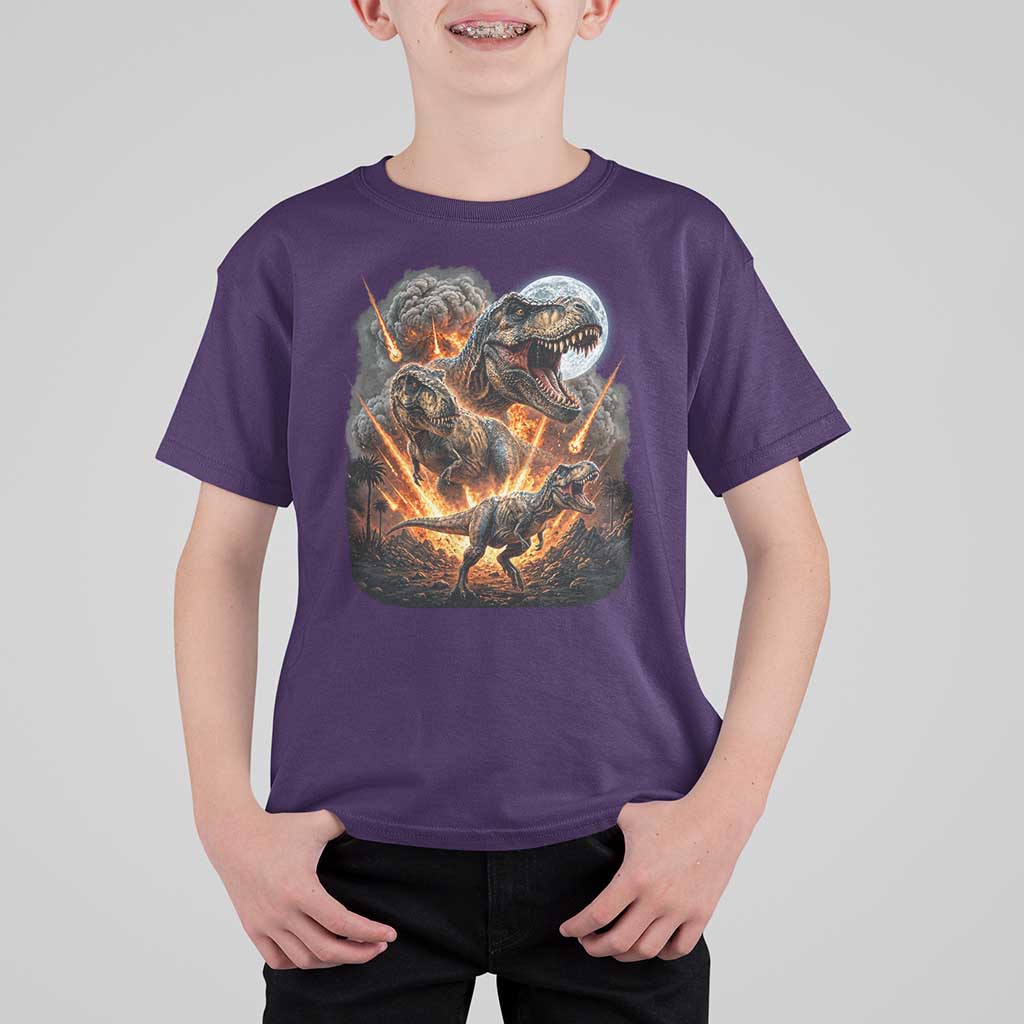 Funny Dinosaur Meteorite Strike T Shirt For Kid Epic Paleontology Gift