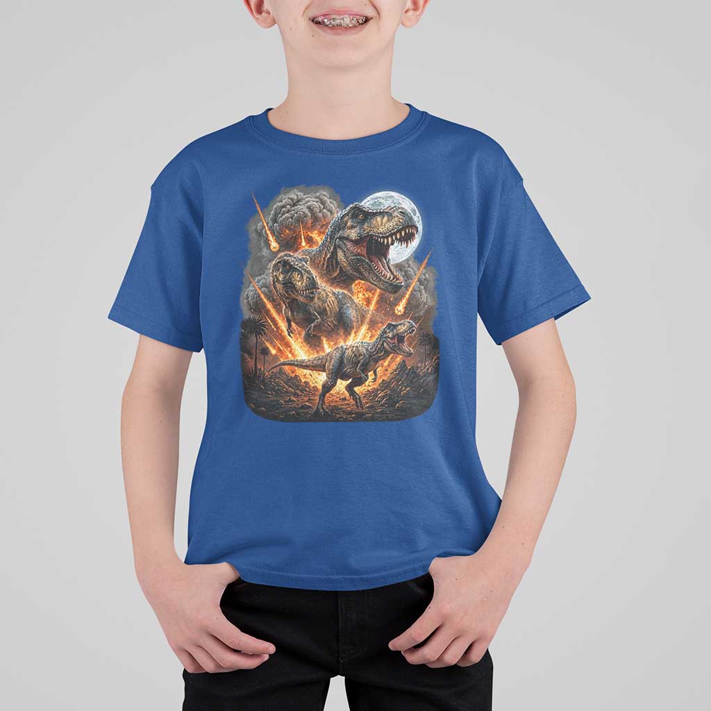 Funny Dinosaur Meteorite Strike T Shirt For Kid Epic Paleontology Gift