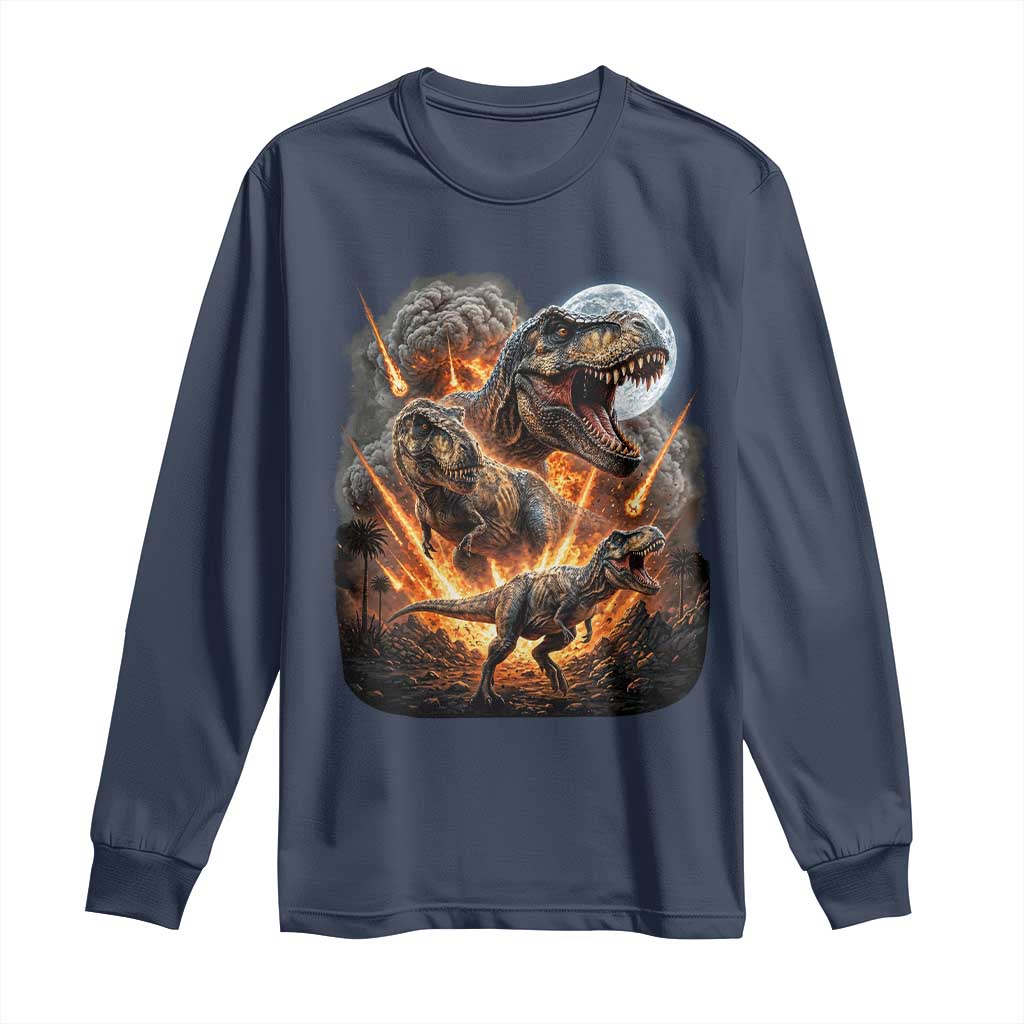 Funny Dinosaur Meteorite Strike Long Sleeve Shirt Epic Paleontology Gift