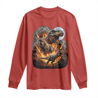 Funny Dinosaur Meteorite Strike Long Sleeve Shirt Epic Paleontology Gift