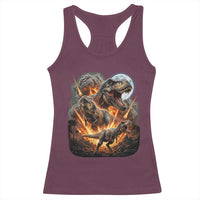 Funny Dinosaur Meteorite Strike Racerback Tank Top Epic Paleontology Gift