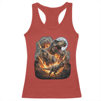 Funny Dinosaur Meteorite Strike Racerback Tank Top Epic Paleontology Gift