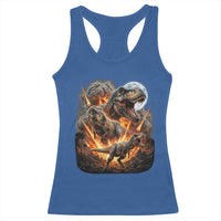 Funny Dinosaur Meteorite Strike Racerback Tank Top Epic Paleontology Gift