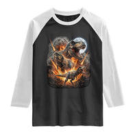 Funny Dinosaur Meteorite Strike Raglan Shirt Epic Paleontology Gift
