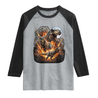 Funny Dinosaur Meteorite Strike Raglan Shirt Epic Paleontology Gift