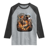 Funny Dinosaur Meteorite Strike Raglan Shirt Epic Paleontology Gift