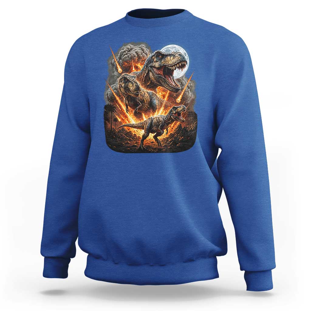 Funny Dinosaur Meteorite Strike Sweatshirt Epic Paleontology Gift