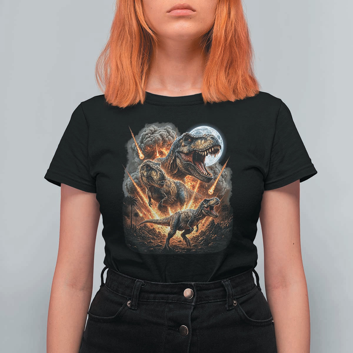 Funny Dinosaur Meteorite Strike T Shirt For Women Epic Paleontology Gift