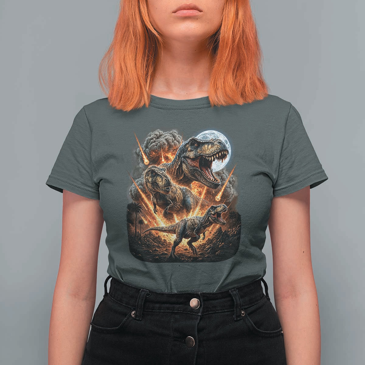 Funny Dinosaur Meteorite Strike T Shirt For Women Epic Paleontology Gift