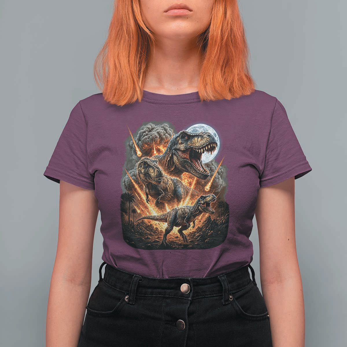Funny Dinosaur Meteorite Strike T Shirt For Women Epic Paleontology Gift