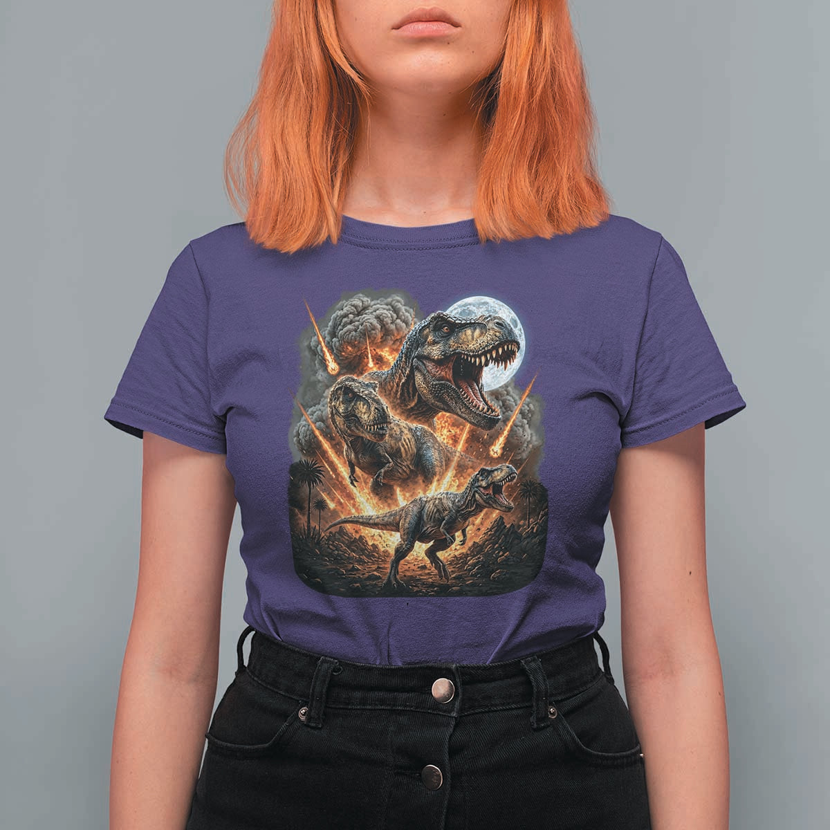 Funny Dinosaur Meteorite Strike T Shirt For Women Epic Paleontology Gift