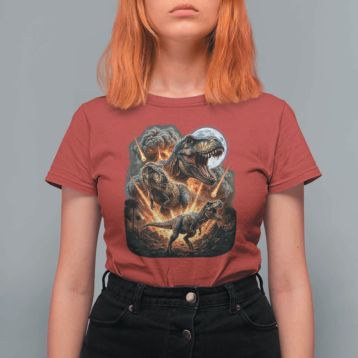 Funny Dinosaur Meteorite Strike T Shirt For Women Epic Paleontology Gift