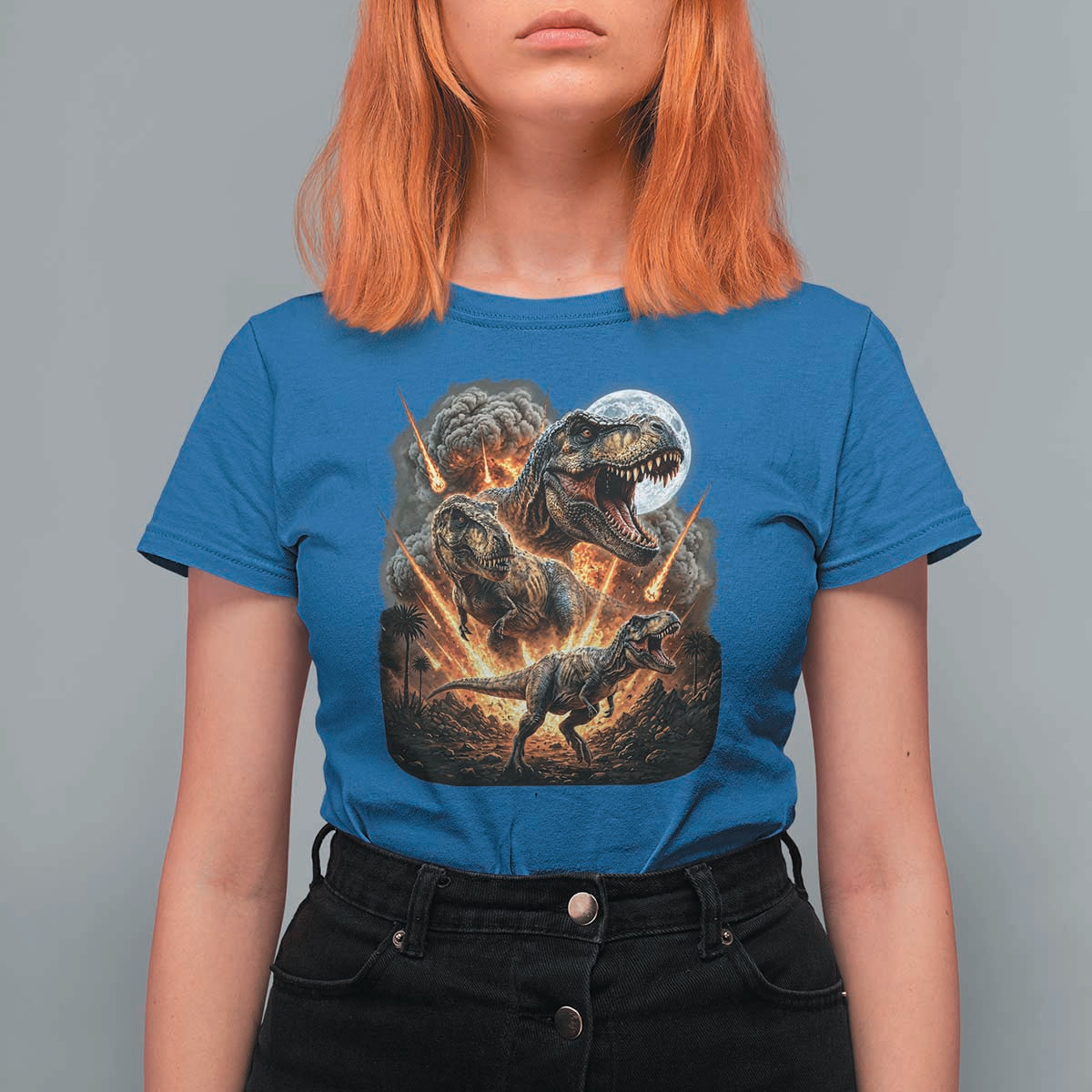 Funny Dinosaur Meteorite Strike T Shirt For Women Epic Paleontology Gift