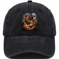Funny Dinosaur Meteorite Strike Washed Cotton Baseball Cap Epic Paleontology Gift