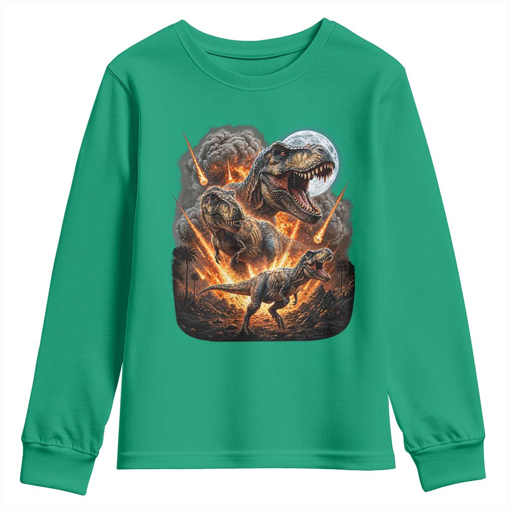 Funny Dinosaur Meteorite Strike Youth Sweatshirt Epic Paleontology Gift