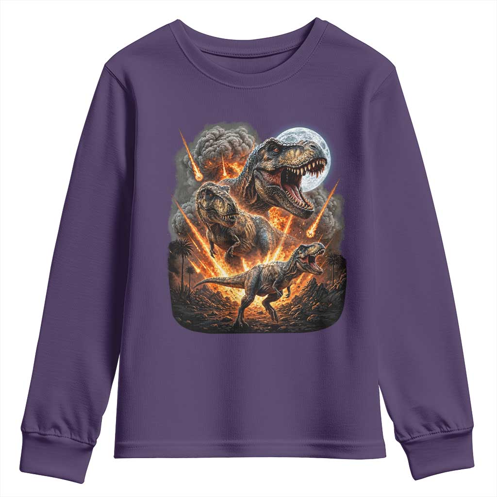 Funny Dinosaur Meteorite Strike Youth Sweatshirt Epic Paleontology Gift