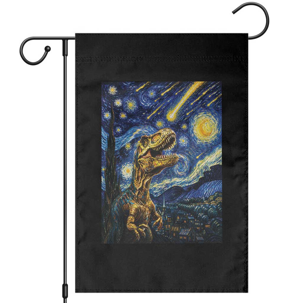 Dinosaur Starry Night Meteor Shower Garden Flag Astronomy Lover Gift