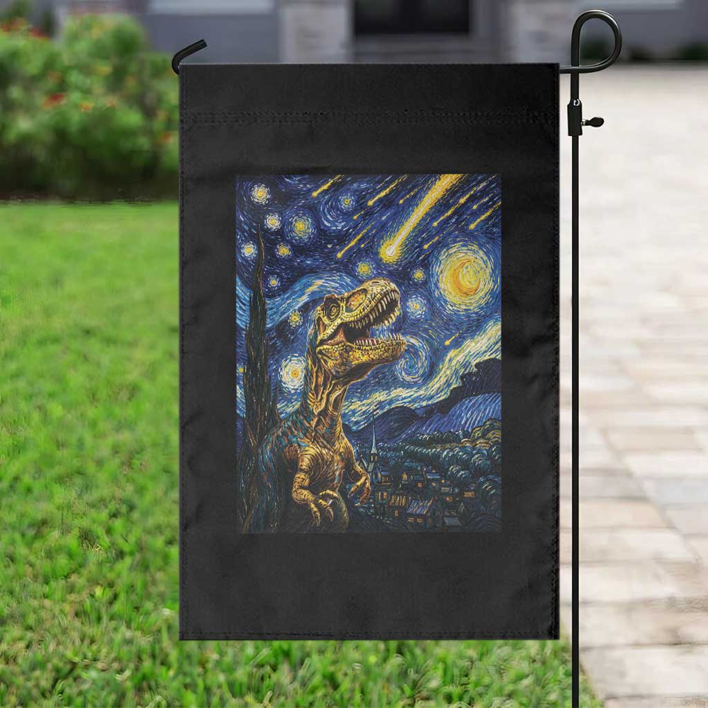 Dinosaur Starry Night Meteor Shower Garden Flag Astronomy Lover Gift