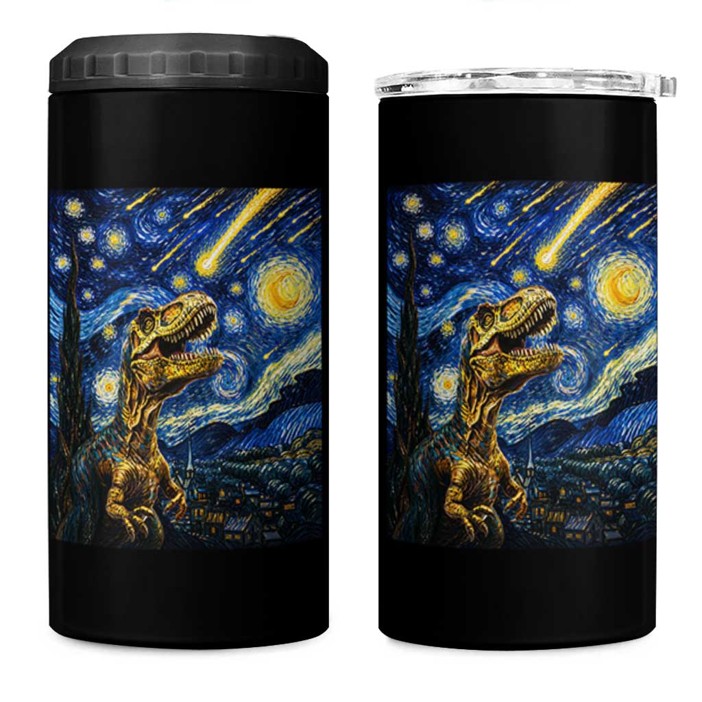 Dinosaur Starry Night Meteor Shower 4 in 1 Can Cooler Tumbler Astronomy Lover Gift