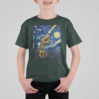 Dinosaur Starry Night Meteor Shower T Shirt For Kid Astronomy Lover Gift
