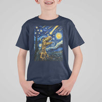 Dinosaur Starry Night Meteor Shower T Shirt For Kid Astronomy Lover Gift