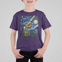 Dinosaur Starry Night Meteor Shower T Shirt For Kid Astronomy Lover Gift