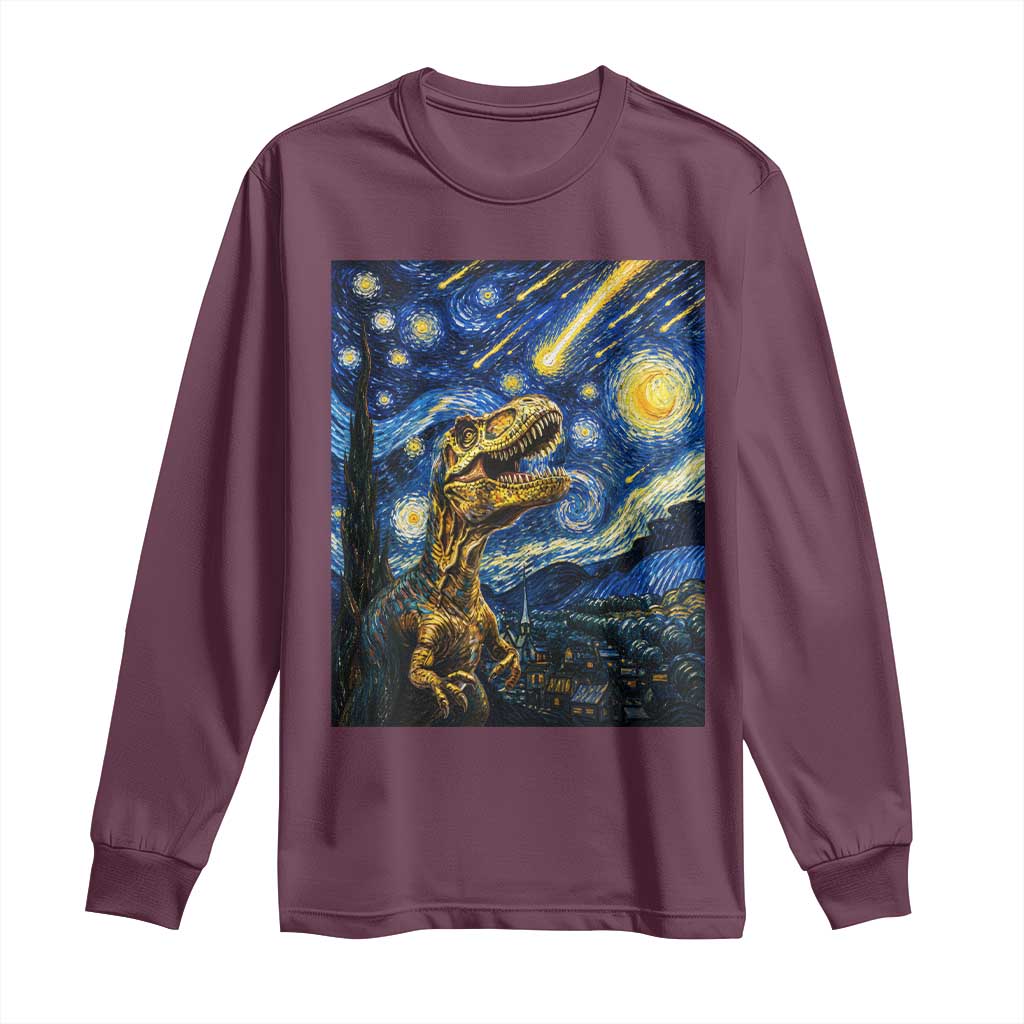 Dinosaur Starry Night Meteor Shower Long Sleeve Shirt Astronomy Lover Gift