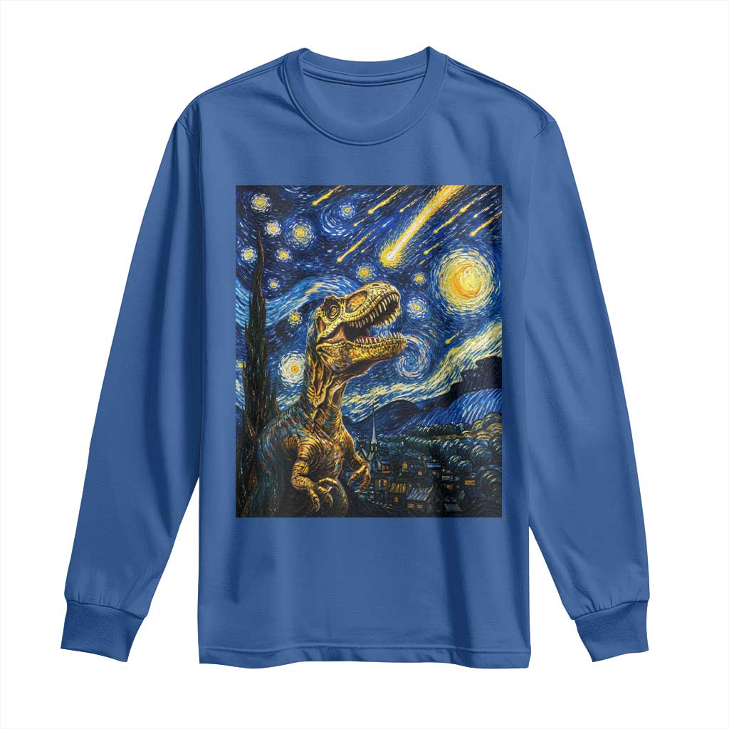 Dinosaur Starry Night Meteor Shower Long Sleeve Shirt Astronomy Lover Gift