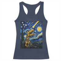 Dinosaur Starry Night Meteor Shower Racerback Tank Top Astronomy Lover Gift
