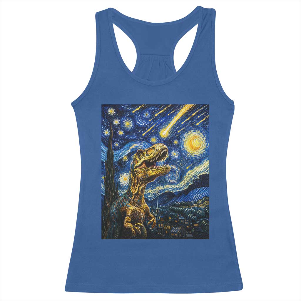 Dinosaur Starry Night Meteor Shower Racerback Tank Top Astronomy Lover Gift